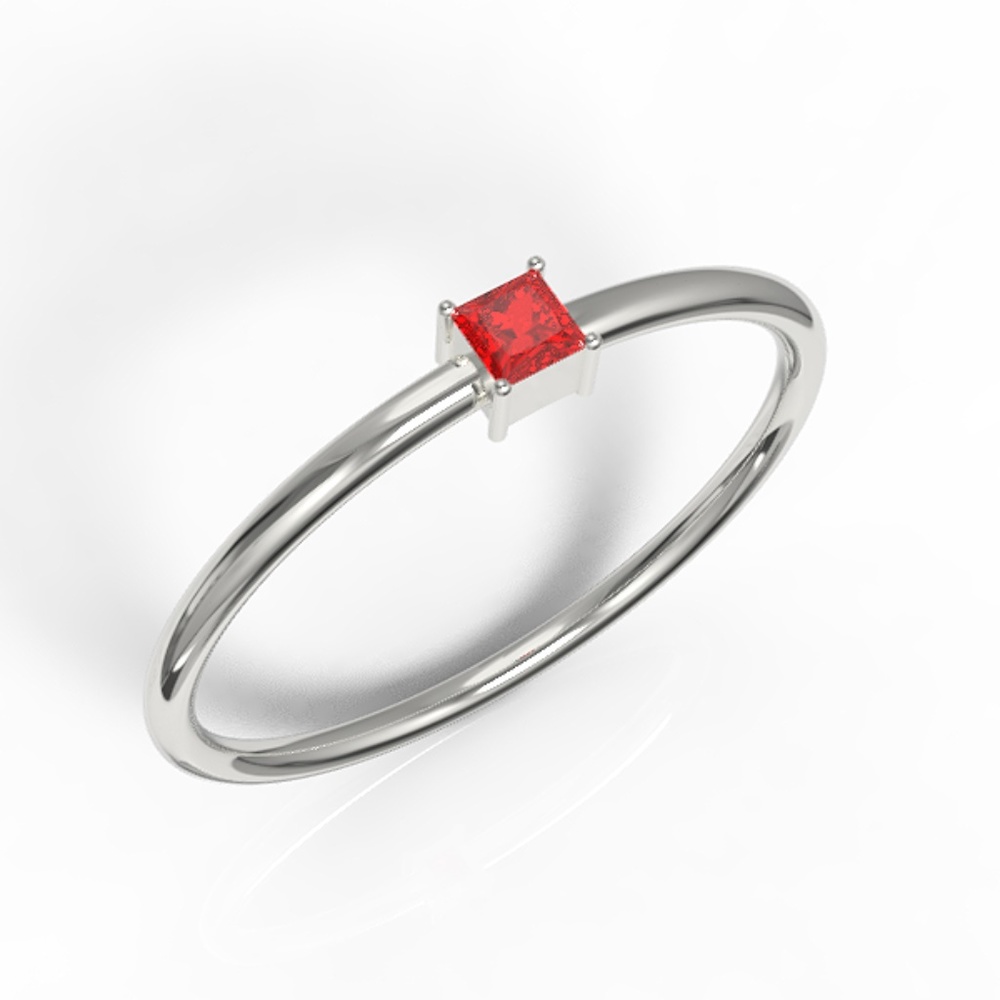 Solid White Gold Princess Minimalist Promise Ring